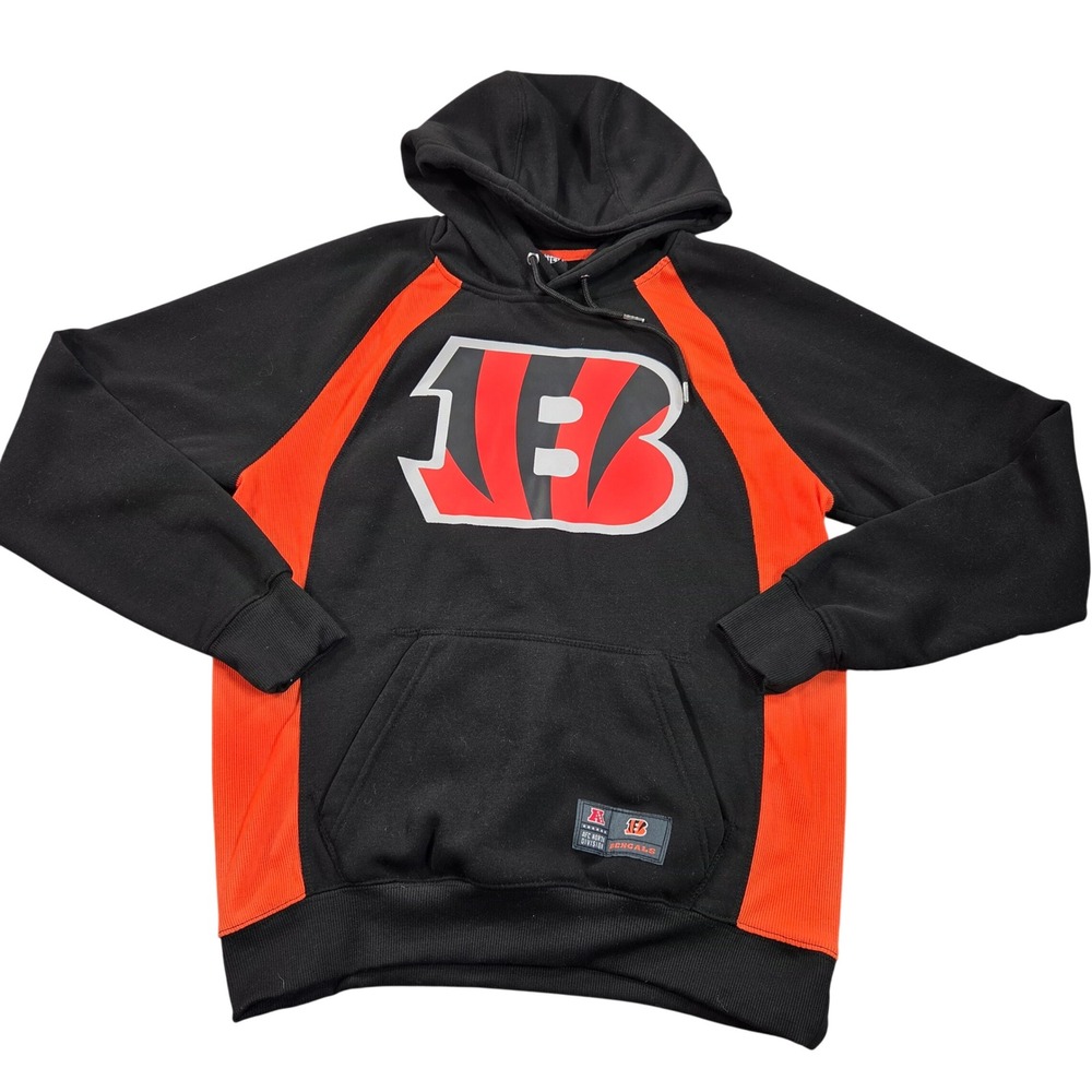 Cincinnati Bengals Hoodie Mens Small Black Orange Logo Pullover NFL Team Apparel